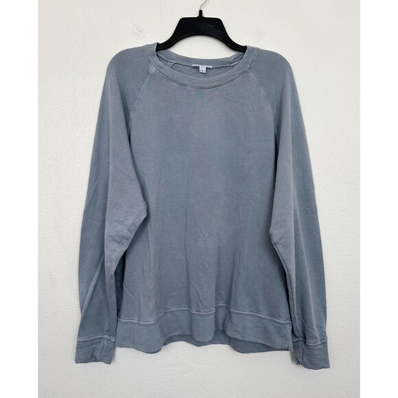 James Perse Supima Cotton Raglan Crewneck Sweatshirt Gray Blue Women's 3 (Large) - Picture 1 of 7